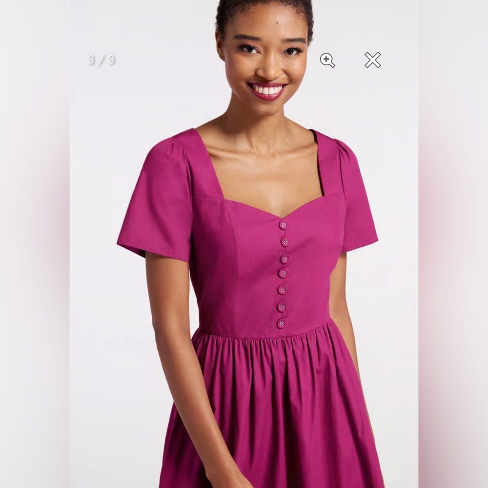 ModCloth NWT Fabulous Fit And Flare Shirt Dress - Raspberry - Picture 3 of 3